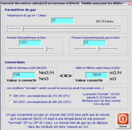 conversion debit normaux metre cube